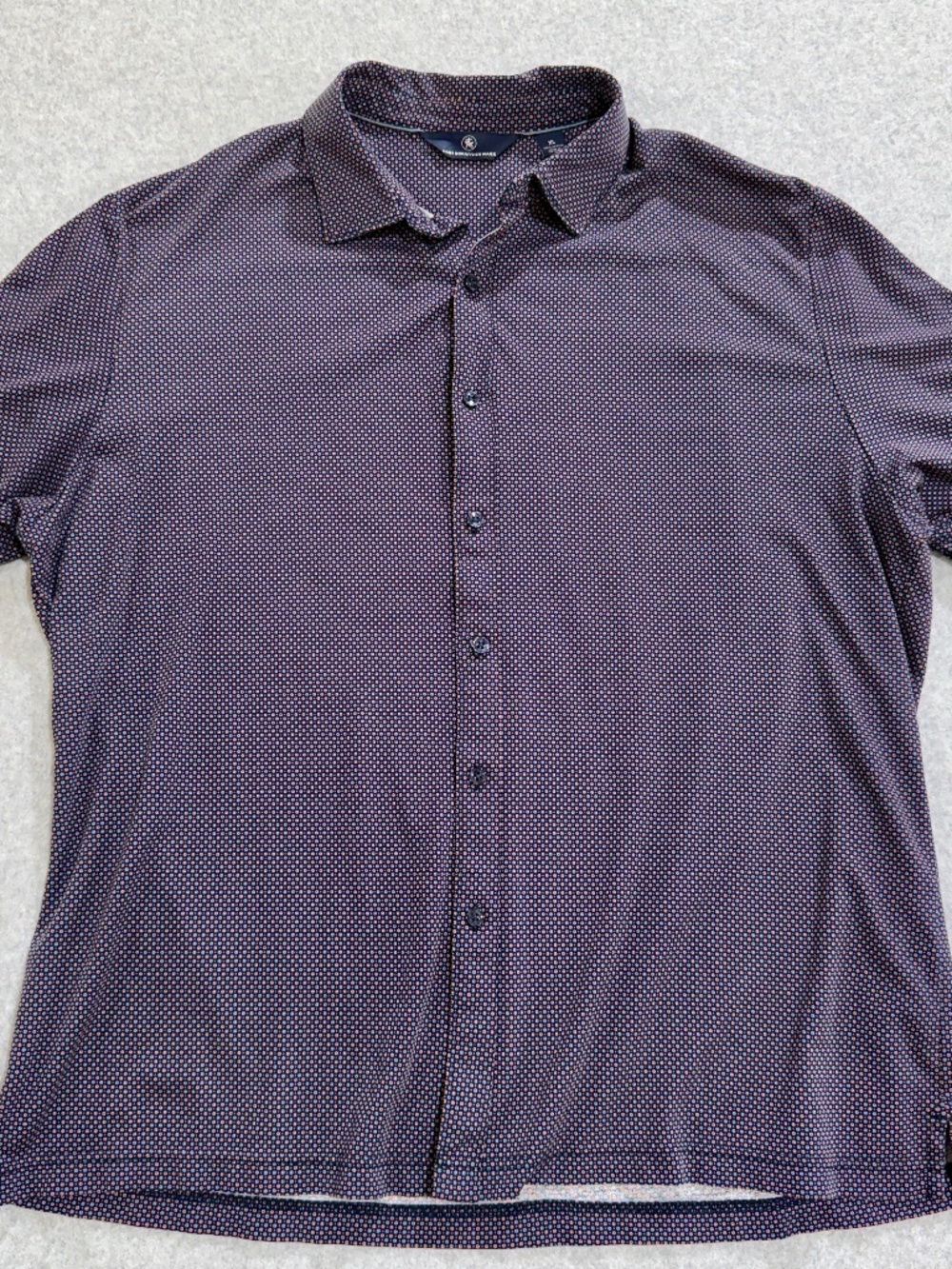 Hart Schaffner Marx Mens XL Short Sleeve Button Up Shirt Purple Blue Dot Pattern